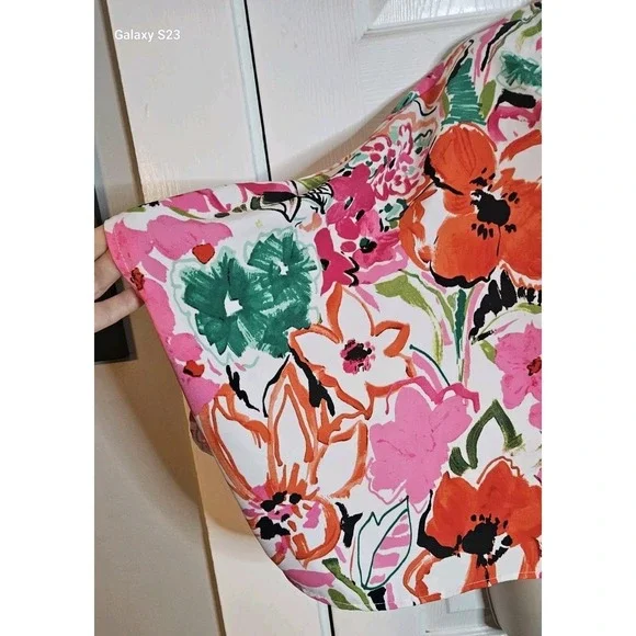 NWOT Entro Satin Kimono Sleeve Floral Button V Neck Blouse Top Womens S/M Resort - Picture 8 of 9